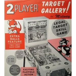 Target Gallery Baseball Pinball Machine Promo Art Original 1962 Pitch And Bat
